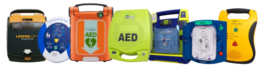 Range of AED units from major brands